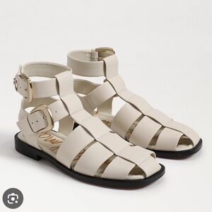 Sam Edelman Dawn Sandal fisherman ivory off white  leather buckle straps 9.5